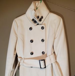 Black Rivet Faux Wool Coat